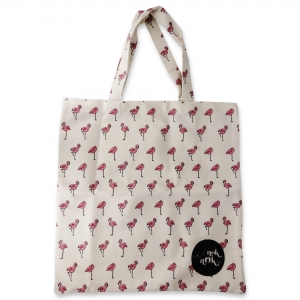 Eco Tote Bag Flamingo Pattern (White) Eco Tote Bag Flamingo Pattern (White)
