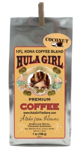 Hula Girl 10% Kona Coffee Blend Coconut Macadamia Nut 7oz