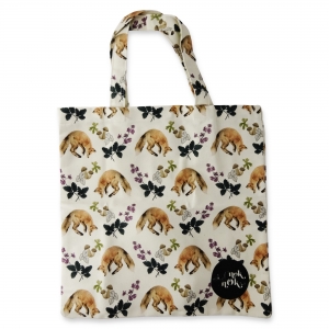 Eco Tote Bag Fox, Flower and Mushroom Eco Tote Bag Fox, Flower and Mushroom