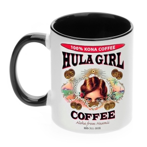 Hula Girl Coffee 11oz Mug Two Tone Black Inner and Handle