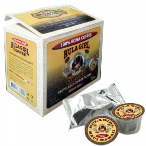 Hula Girl 100% Kona Coffee Recyclable Filters Box of 7 K-Kups