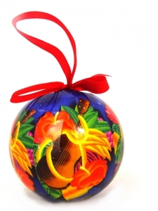 Holiday Ornament Featuring Hawaiian Ukulele Holiday Ornament Featuring Hawaiian Ukulele and Tropical Blooms