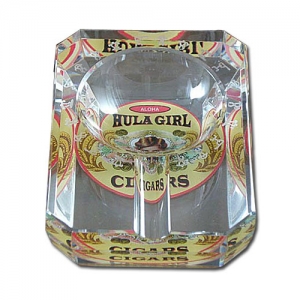 Hula Girl One Small Cigar Crystal Ashtray (Rectangular)