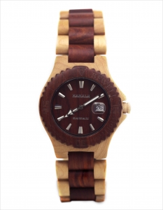 Handmade Wooden Watch Made with Maple and Red Sandalwood - Kahala #41 Handmade Wooden Watch Made with Maple and Red Sandalwood - Kahala #41