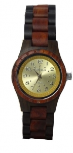Kahala Handmade Wooden Watch Made with Red and Black Sandalwood - Gold Face Kahala Handmade Wooden Watch Made with Red and Black Sandalwood - Gold Face