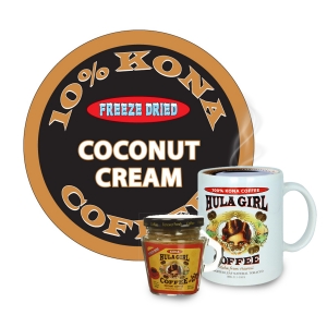 Hula Girl 10% Kona Blend Freeze Dried Instant Coffee Hula Girl 10% Kona Blend Freeze Dried Instant Coffee