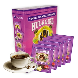 Hula Girl Vanilla 10% Kona Drip Coffee Box of 5