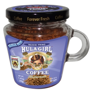 Hula Girl Waikiki Primo Hawaiian Freeze Dried Instant Coffee 40g Jar