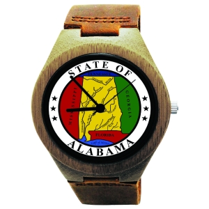 Handmade Wooden Watch Made with Natural Bamboo Wood with State of Alabama Seal Kahala Wooden Watch Made with Natural Bamboo Wood with State of Alabama Seal