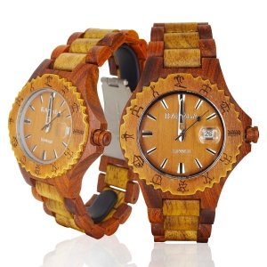Handmade Wooden Watch Made with Acacia Koa and Red Sandalwood Two Tone Ladies - Kahala Brand # 6