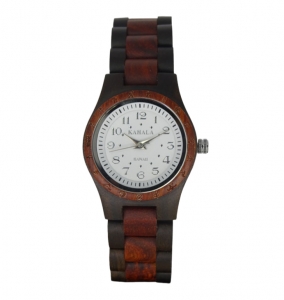 Handmade Wooden Watch Made with Red and Black Sandalwood White Face Handmade Wooden Watch Made with Red and Black Sandalwood White Face