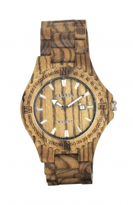 Handmade Wooden Watch Made with Zebra Wood - Kahala 33