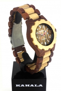 Handmade Hawaiian Wooden Watch made with Maple and Koa Wood Two Tone - Kahala #80
