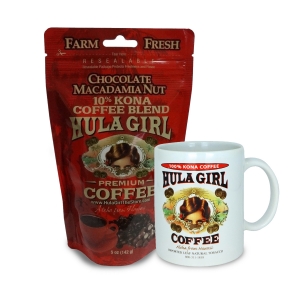 Hula Girl 10% Kona Coffee Blend Chocolate Macadamia Nut 5oz Hula Girl 10% Kona Coffee Blend Chocolate Macadamia Nut 5oz