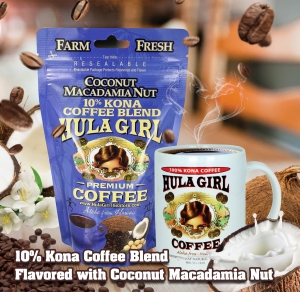 Hula Girl 10% Kona Coffee Blend Coconut Macadamia Nut