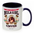 Hula Girl Coffee 11oz Mug Two Tone Blue Inner and Handle