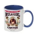 Hula Girl Coffee 11oz Mug Two Tone Light Blue Inner and Handle