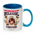 Hula Girl Coffee 11oz Mug Two Tone Cambridge Blue Inner and Handle