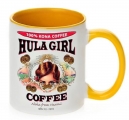 Hula Girl Coffee 11oz Mug Two Tone Golden Yellow Inner and Handle