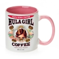 Hula Girl Coffee 11oz Mug Two Tone Pink Inner and Handle