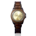 Handmade Wood Watch Made with Red and Black Sandalwood Sunray Gold Face